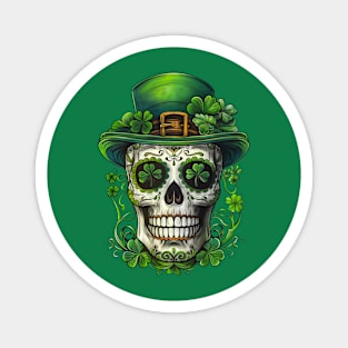 St. Patrick's Day Shamrock Skull Magnet